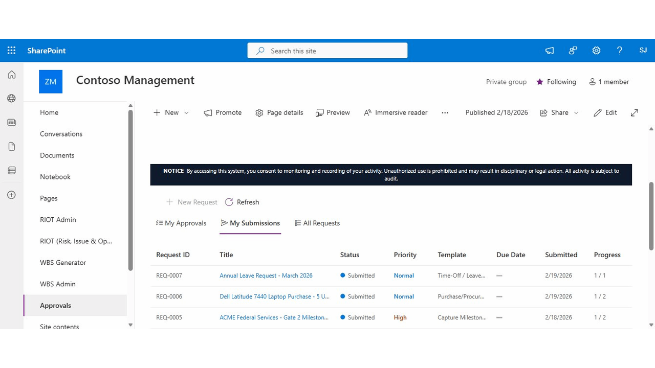 Approver My Submissions View