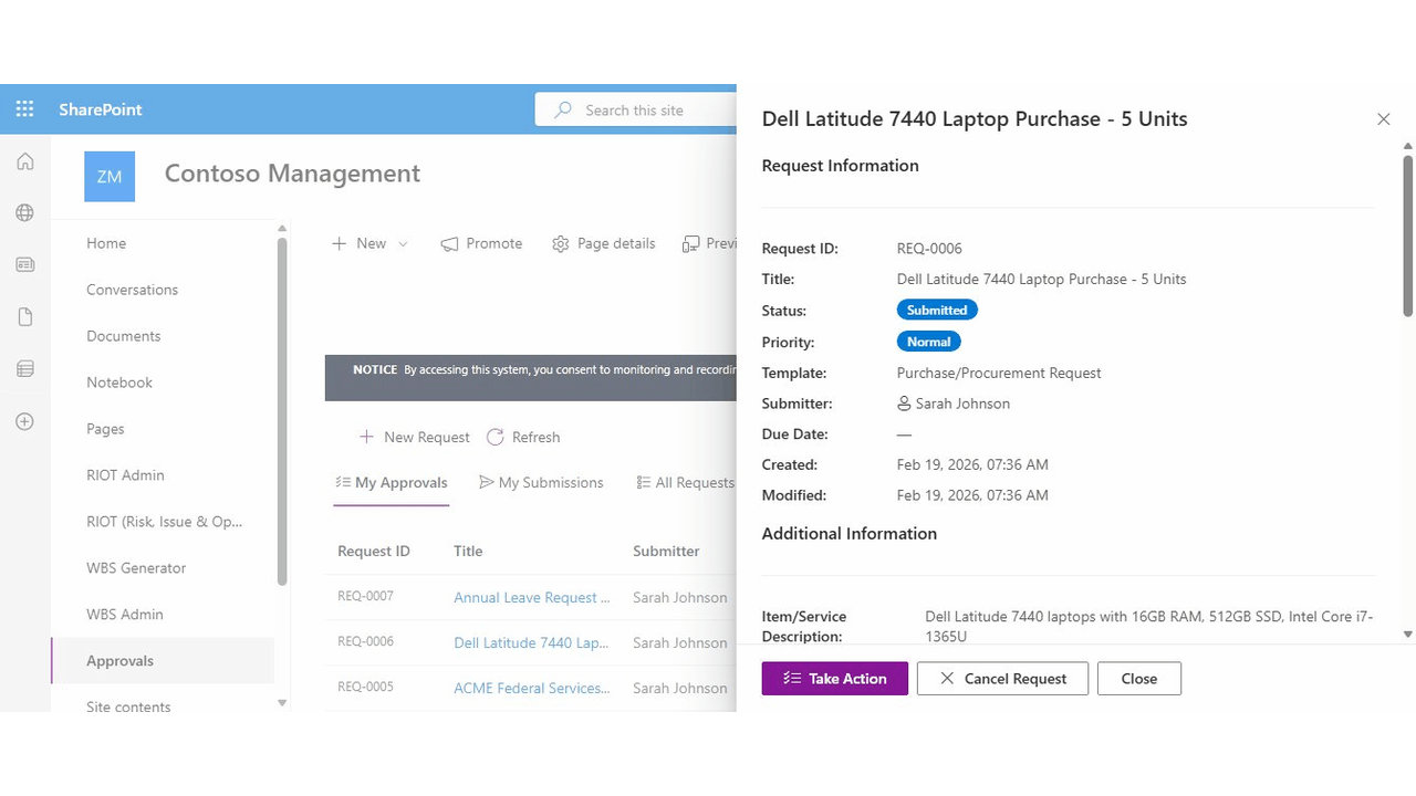 Approver Request Detail Panel